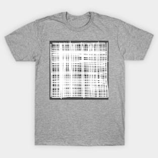 "Infinite Intersections" - White and Gray Grey Line Art Grid Art Lineart Abstract Lines Grid Pattern Artwork T-Shirt